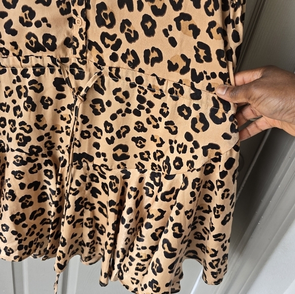 Karlie Leopard Print Popover Dress Womens Sz M Long Sleeve Tiered Drawsting - Picture 10 of 16